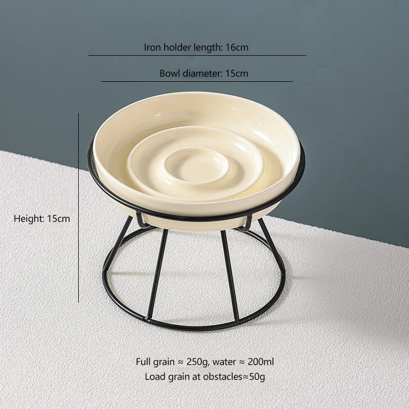 Ceramic Slow Feeder Bowl Basic Bowls for Healthy Eating Protects Cervical Spine Non-Tip Design for Kittens for Small Dog Breeds