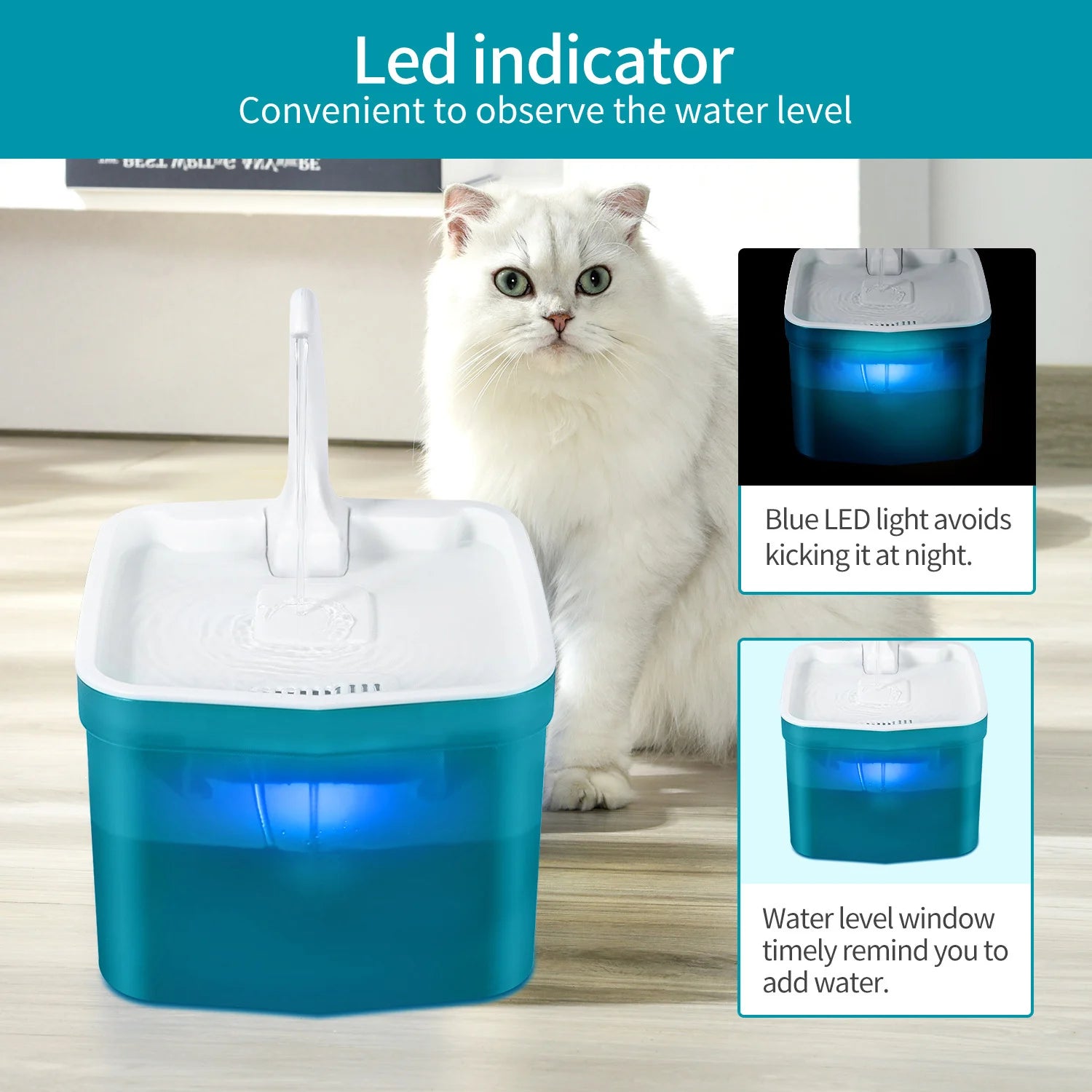 2023 New Smart Cat Water Fountain Automatic LED Light Cat Fountain Bowl Drinking Pet Water Dispenser Pet Supplies
