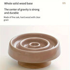 Ceramic Cat Bowl Slow Feeder Bowl for Pets Anti-Chok Cat Food and Water Dish with Neck Protection Wood Stand-for Dogs
