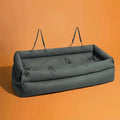 Custom Logo Color Luxury Dog Car Seat Bed with Faux Leather & Cotton Double Seats Safety Buckle Dog Beds