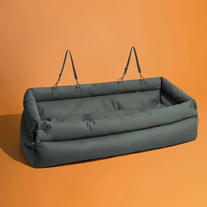 Custom Logo Color Luxury Dog Car Seat Bed with Faux Leather & Cotton Double Seats Safety Buckle Dog Beds