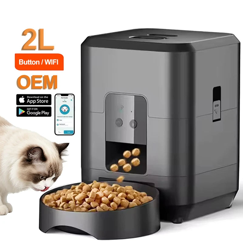 2L Smart Cat Feeder Automatic Dog Feeder Dog Dry Food Dispenser Timed Quantitative APP Control Automatic Cat Feeder Pet Dog Bowl