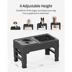 Elevated Slow Feeder Dog Bowls Raised Stand with Non Spill Dog Water Bowl Adjustable Dog Food Bowl