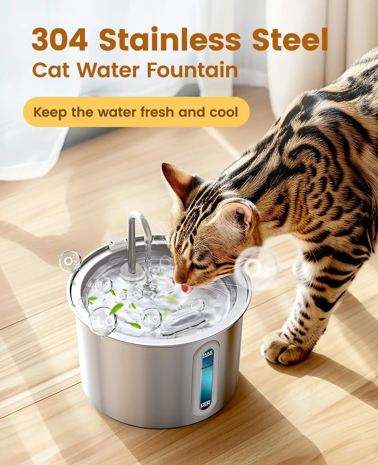 8Pcs Replacement Filters for Stainless Steel Cat Water Fountain Filters 2L Pet Water Fountains Filters for Cats Indoor