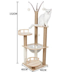 Eco-Friendly Cat Scratcher Tower with Sisal Posts and Wood Frame Cat Toys Tree Hammock Climbing Frame Carton Packed