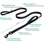 Reflective Dog Leash 2 Handles by Padded Traffic Handle for Extra Control Perfect for Medium to Large Dog Products