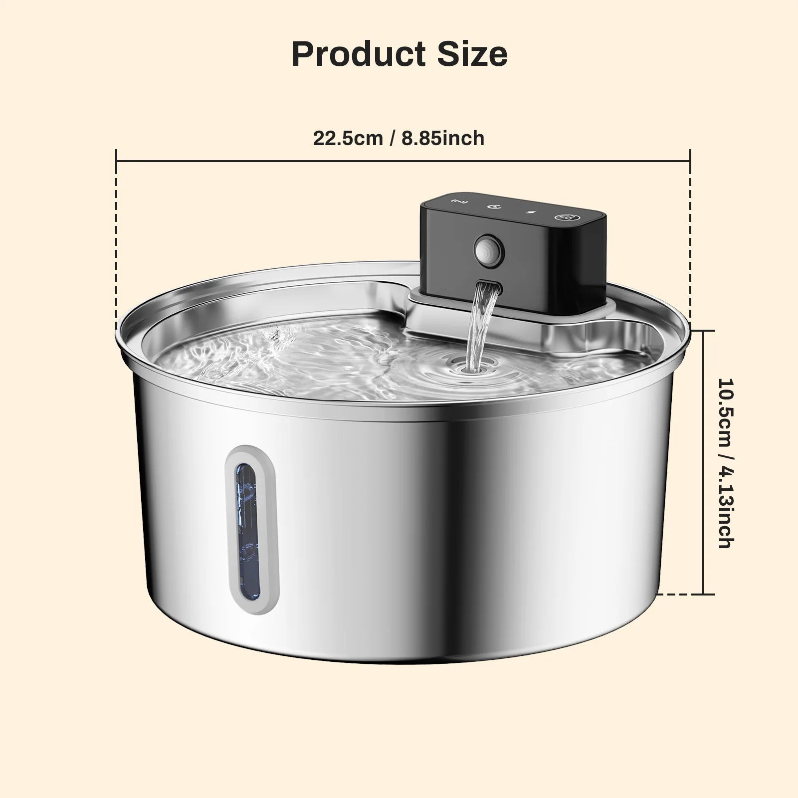 3.2L Wireless Pet Water Dispenser 4000mah USB/Battery Stainless Steel Cat Water Fountain with Visible Window Sensor Fountain