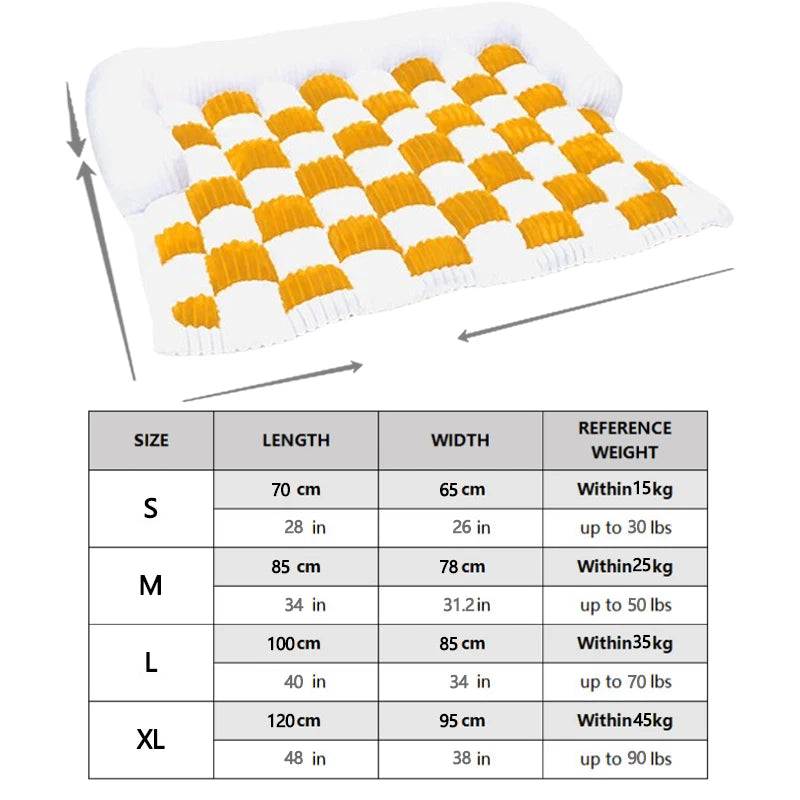Cozy Luxury Dog Sofa Protector Cover Cream Square Plaid Print Pet Blanket with Customized LOGO Furniture Protector Mat