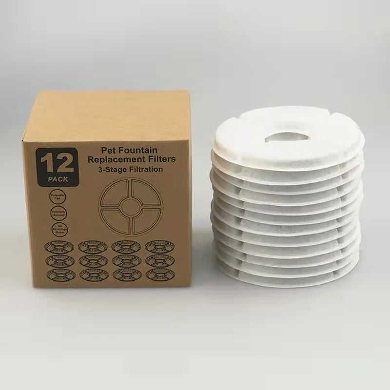 12PCS Resin Carbon Cat Drinking Fountain Replacement Filter Pet Water Fountain Filters for Cat Water Fountain
