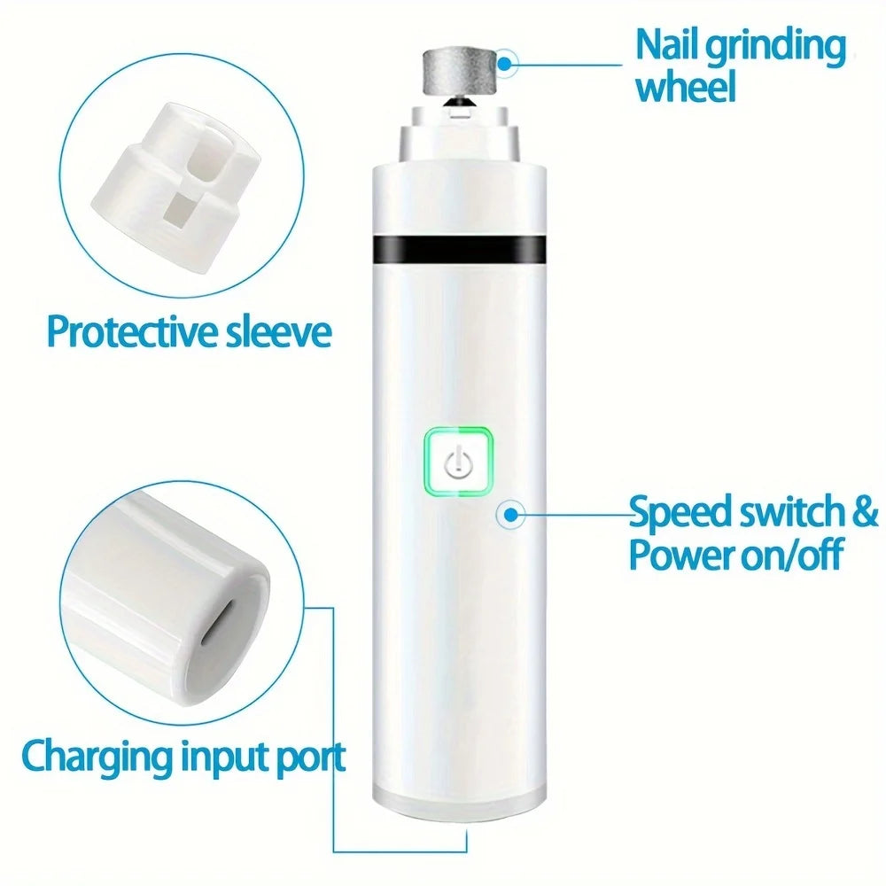 Electric Pet Nail Grinder USB Rechargeable Pet Grooming Nail Grinder Suitable for Cats and Dogs Quiet Gentle Pet Grooming Tool
