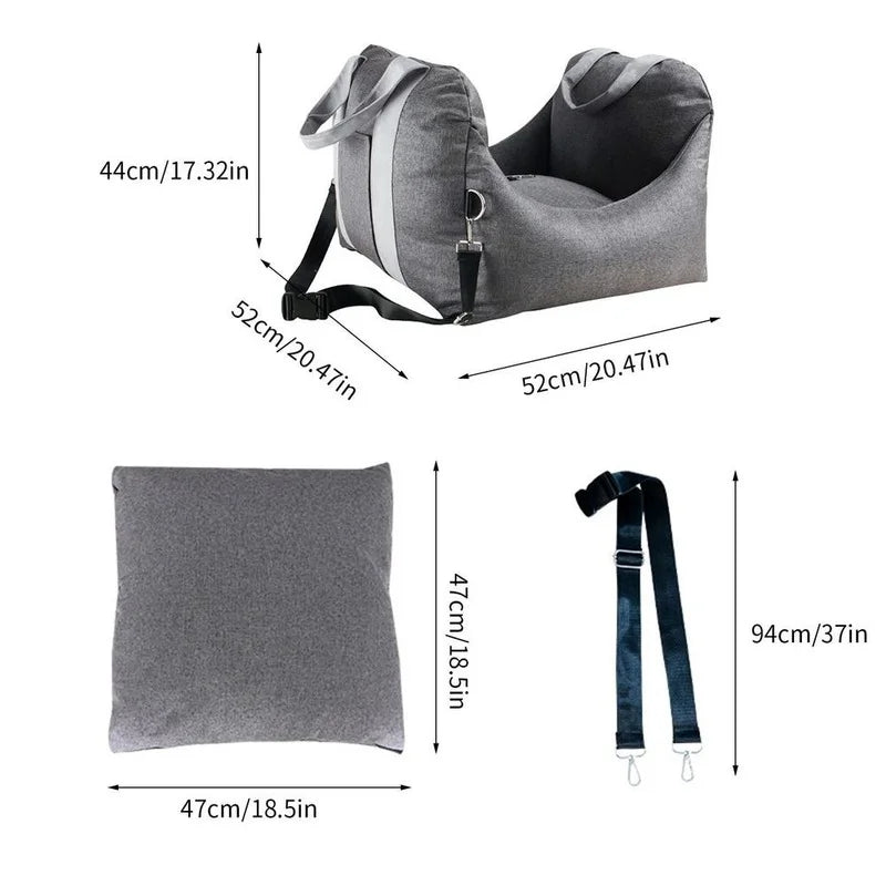 Portable Car Seat for Dogs Solid Pattern Pet Booster Seat with Safety Belt Washable Puppy Car Products Travel Dog Carrier