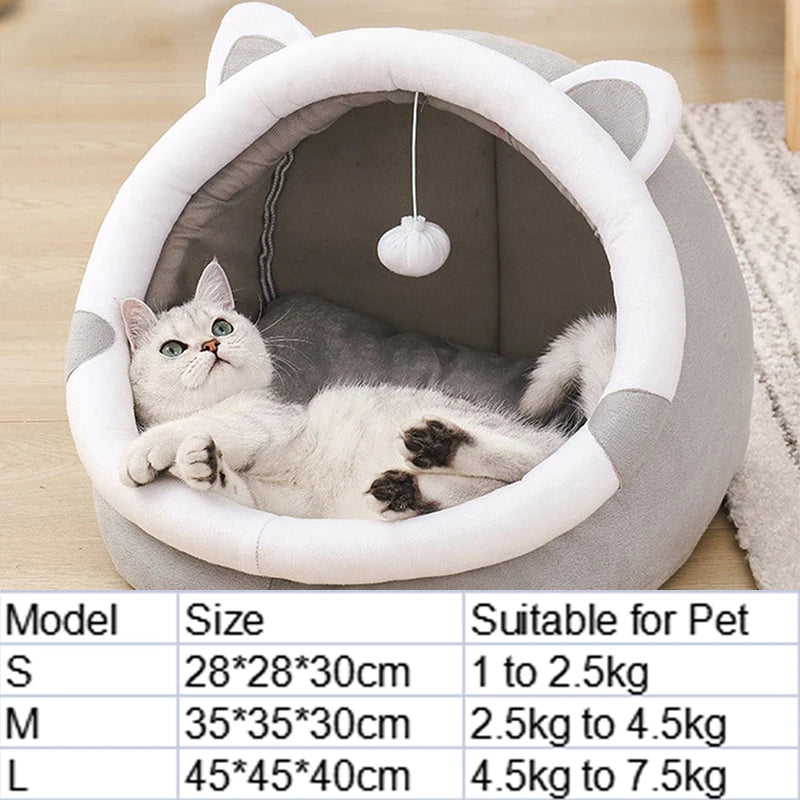 Winter Warm Cat Bed Pet House Cozy Kitten Lounger Cushion Cats House Tent Soft Small Dog Beds Washable Cat Cave Pet Supplies