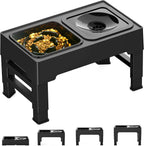 Elevated Slow Feeder Dog Bowls Raised Stand with Non Spill Dog Water Bowl Adjustable Dog Food Bowl