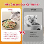 Ceramic Cat Bowls for Food Colorful Cute Cat Bowl Set of 6 Wide Shallow Whisker Friendly Microwave and Dishwasher Safe
