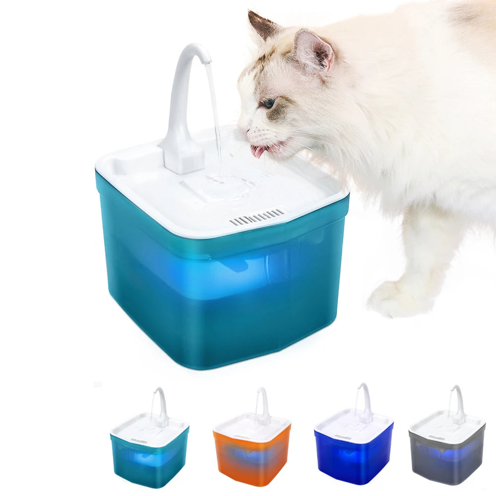 2023 New Smart Cat Water Fountain Automatic LED Light Cat Fountain Bowl Drinking Pet Water Dispenser Pet Supplies
