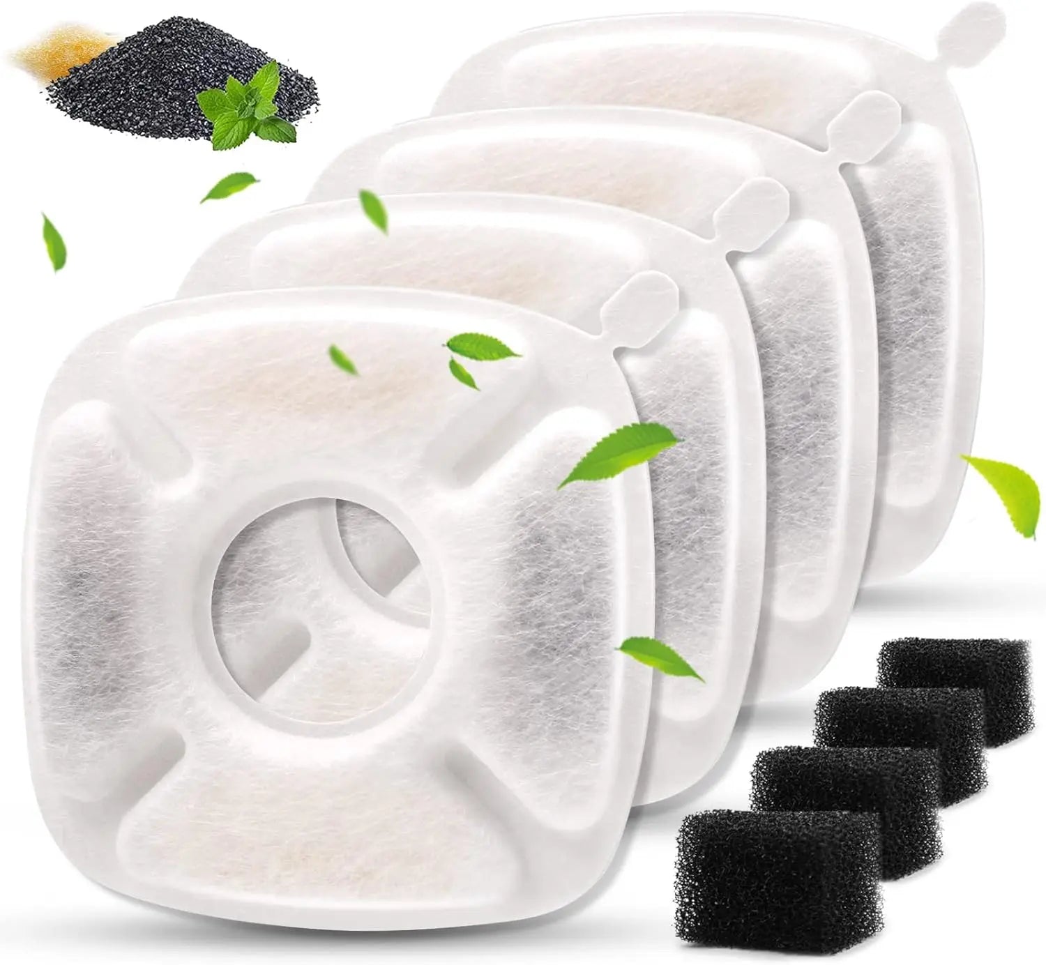 4Pcs Pet Water Fountain Filters Replacement Compatible with 95Oz/2.8L Dog Water Fountain Cat Water Fountain Filters