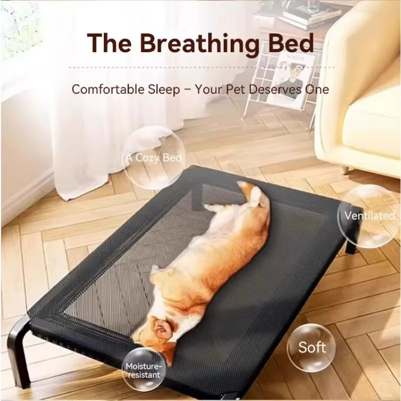 Large Breathable Mesh Dog Bed Off-The-Ground Moisture-Proof with Removable Washable Feature Universal Camp Pet Bed for Summer