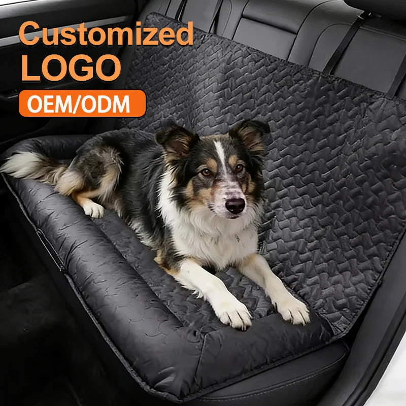 OEM Customized LOGO Waterproof Travel Cushions Dog Car Seat Cover with Anti-slip Botton Pockets for Car SUV Truck Dog Products