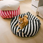 Paw Shape Trendy Striped Pattern Pet Dog Bed All Seasons Polygonal Calming Bean Bag Dog Bed Cozy and Comfy Pet Cushion for Puppy
