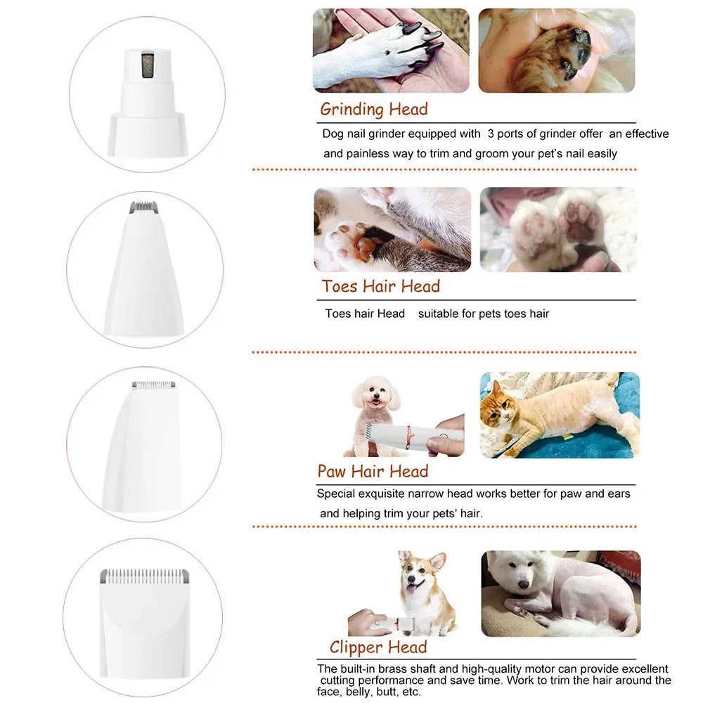 4 in 1 Dog Clippers Pet Hair Grooming Kit Low Noise Dog Paw Cleaner Trimming Paw Eyes Ears Face Dog Cleaning Pet Hair Clipper