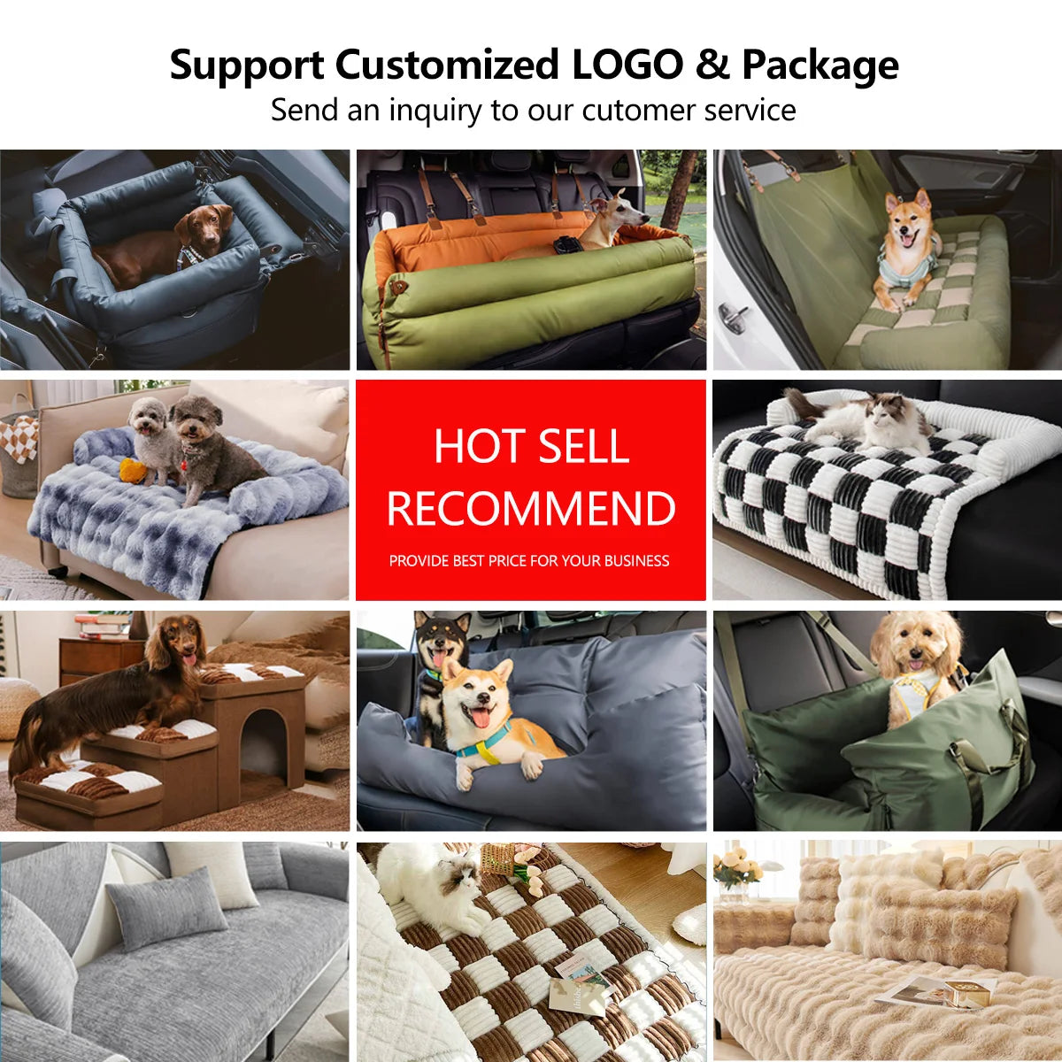 Luxury Faux Leather Dog Beds with Safety Buckles Customizable OEM Pet Booster Dog Car Seat for Cats & Dogs Custom LOGO