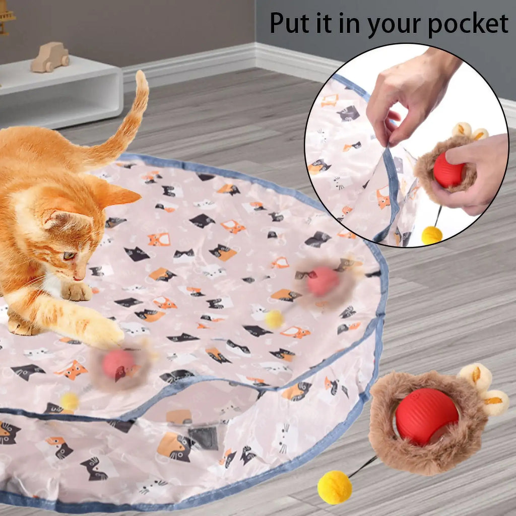 Rechargeable Electric Indoor Interactive Cat Toy Kitten Motion-Activated Hide Seek Toy with Plastic Hiding Cover Exercise Toy