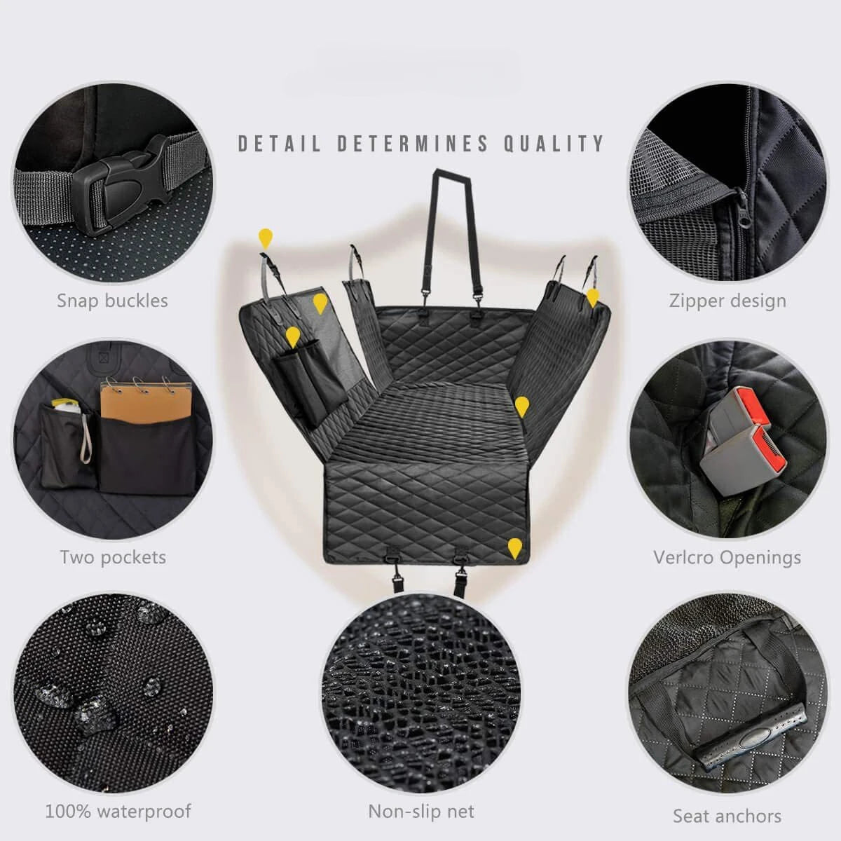 Waterproof Oxford Dog Car Seat Cover for Modern Luxury Car Travel Bed Mesh Window Storage Pocket Scratchproof Nonslip Cars SUVs