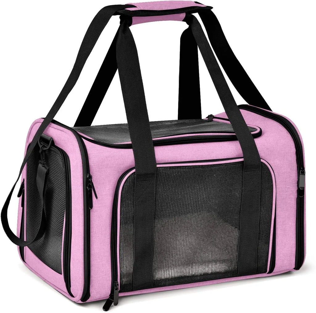 Eco-Friendly Oxford Solid Pattern Zipper Closure Airline Approved Small Dog Carrier Soft Sided Collapsible Puppy Dog Travel Bag