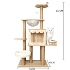 Eco-Friendly Cat Scratcher Tower with Sisal Posts and Wood Frame Cat Toys Tree Hammock Climbing Frame Carton Packed