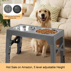 Elevated Dog Bowls with Slow Feeder Dog Bowl Stainless Steel Bowls Adjustable Pet Feeder Stand for Large Medium Dog Products