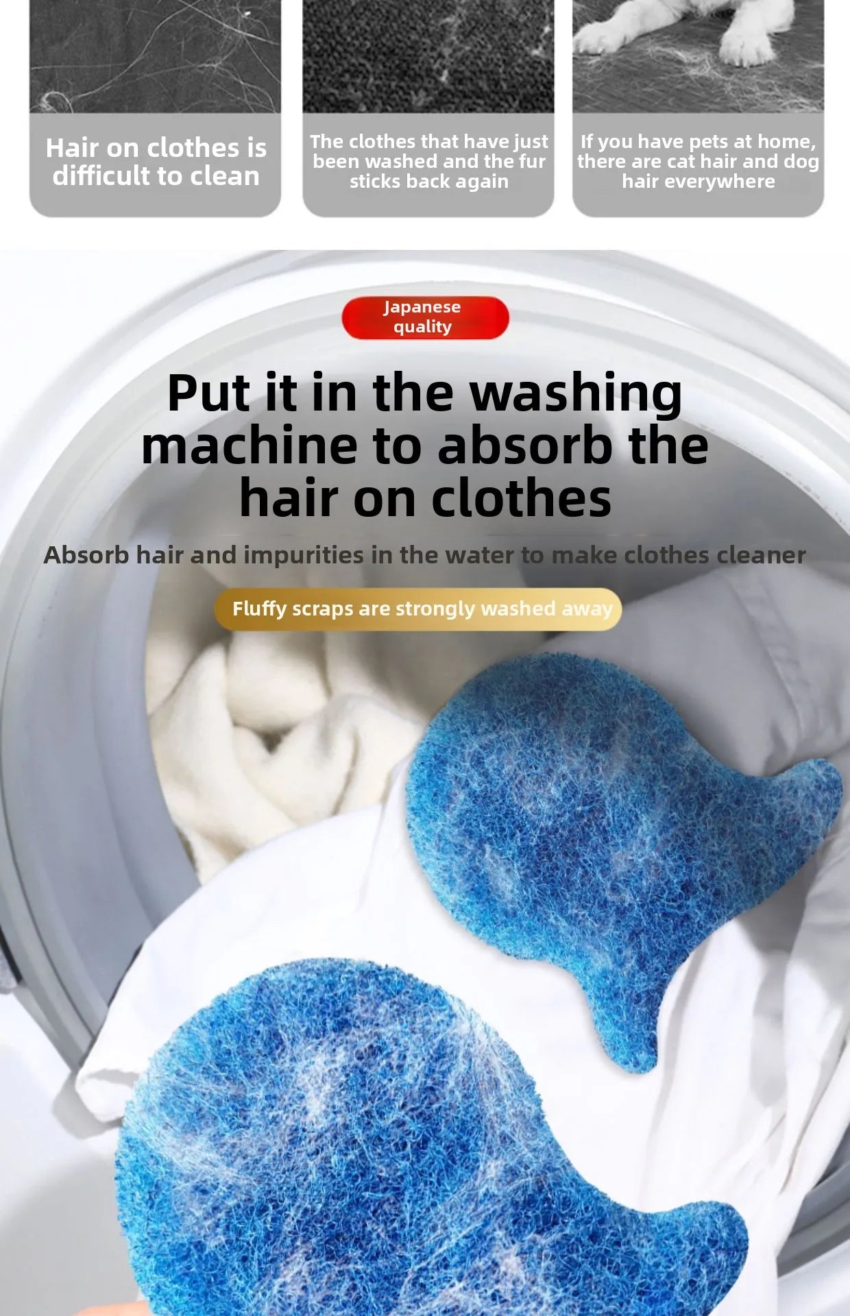 Pet Adhesive Fur Washing Machine Hair Sticking Artifact Specially for Laundry Remove Fluff and Absorb Dirt Pet Hair Remover
