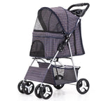 4 Wheels Pet Travel Trolley Cat Dog Jogger Stroller with Cup Holder and Storage Basket Pet Pushchair for Small Medium Cats Dogs