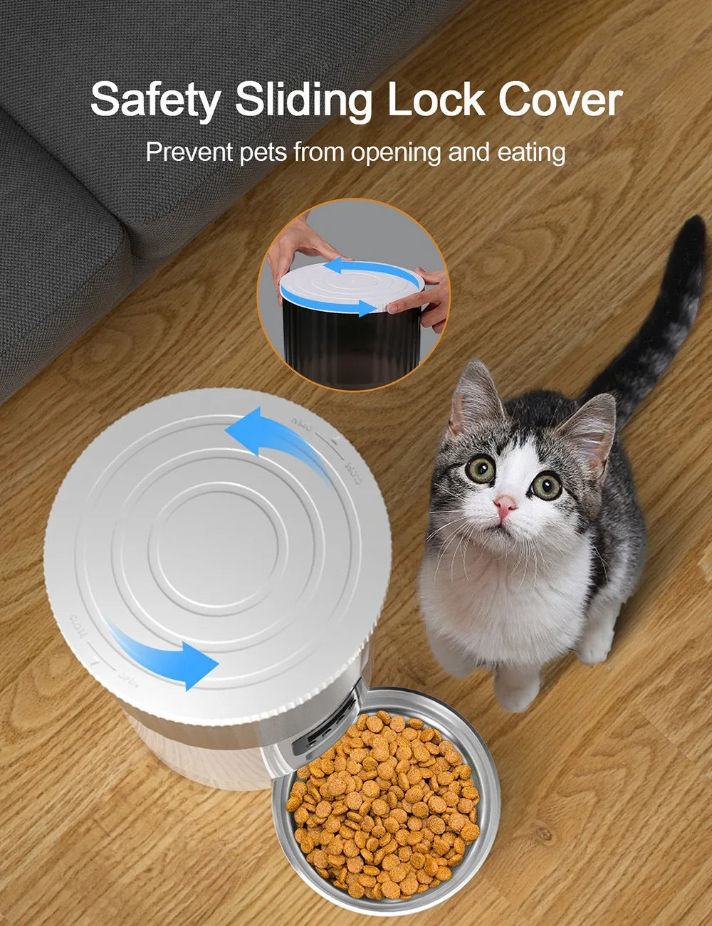 OEM 4L Automatic Cat Feeder Button Control Smart Cat Feeder Slow Pet Food Dispenser Time Seting Smart Pet Feeder Manufacturer