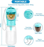 Dog Water Bottle Portable Travel Dog Water Dispenser with Food Container Puppy Drinking Bowl for Outdoor Dog Walking Hiking