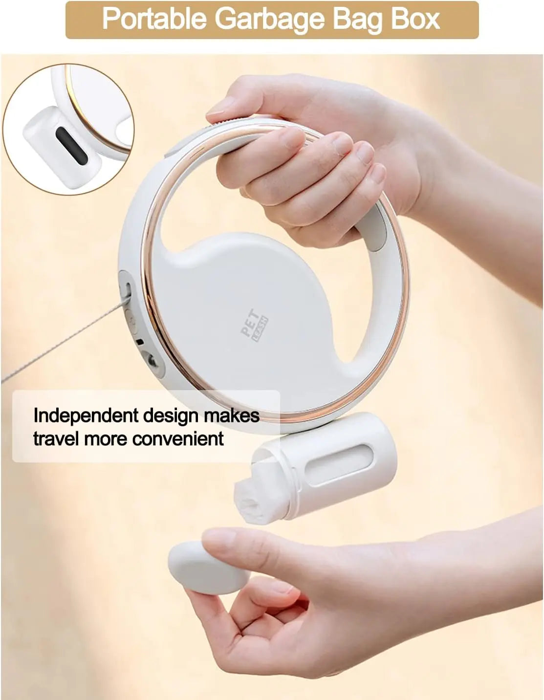 Retractable Dog Leash with LED Light Walking Leash Outdoor Running Pet Leash with Dispenser for Small Dog Products up to 20lbs