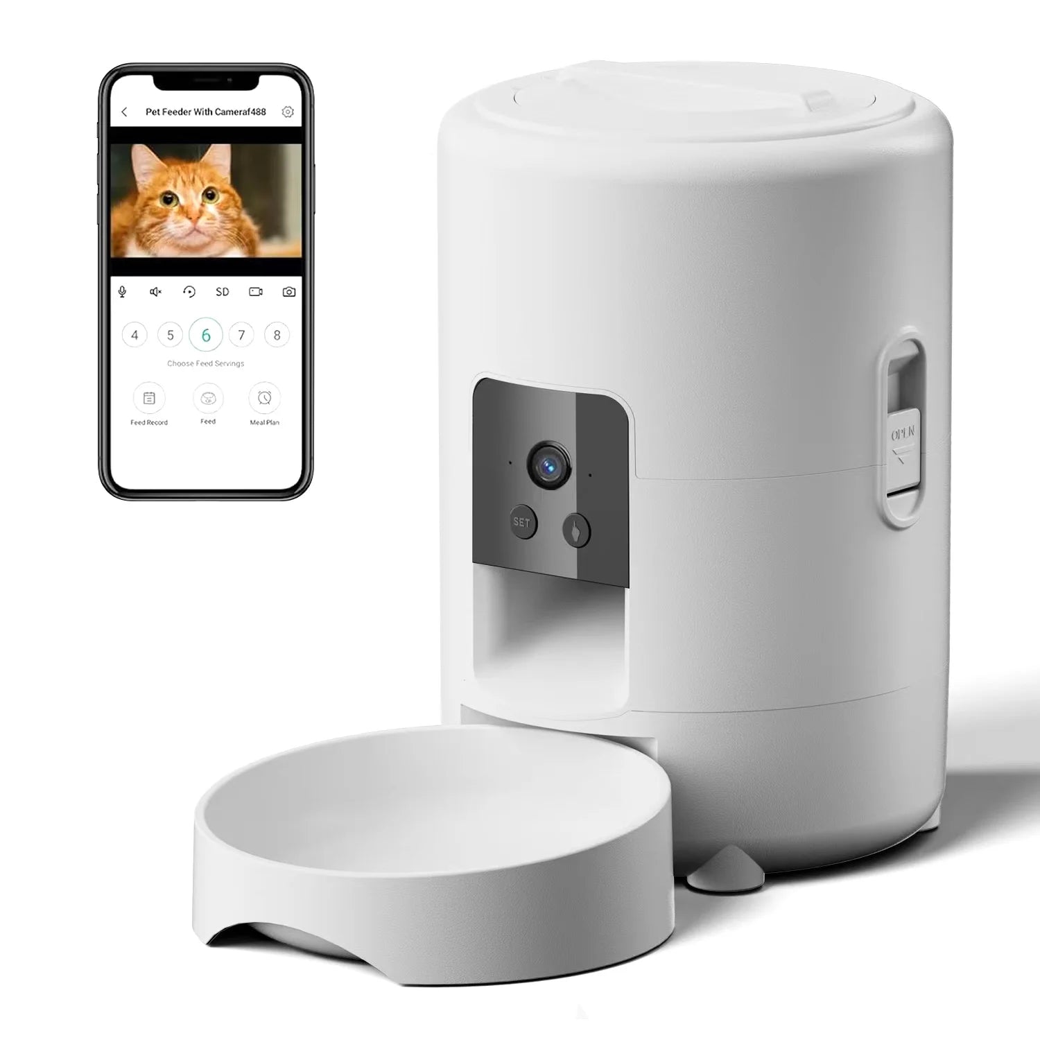 Custom 2L Automatic Cat Feeder with Camera 1080P HD Video with Night Vision 2.4G WiFi Smart Pet Feeder with Camera