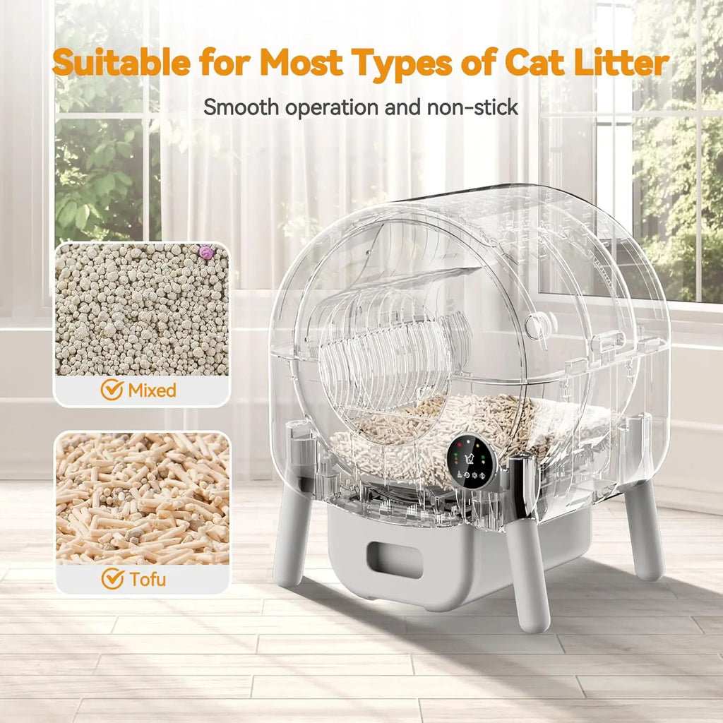 Extra Large 76L Smart Self-Cleaning Litter Box App-Controlled Safety Features Easy Cleaning for Multiple Cats Made Plastic
