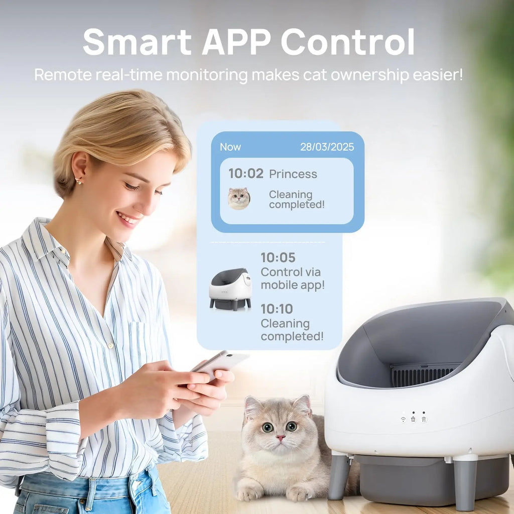 Open Design Automatic Cat Litter Box Cat Pan App Control Auto Clean Smart Litter Pan Pet Cat Supplies
