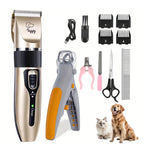 2 in 1 Electric Trimmer & LED Nail Clipper Non-Slip Grip Pet Smart Dog Cat Grooming Kit with LED Light Scissors Included
