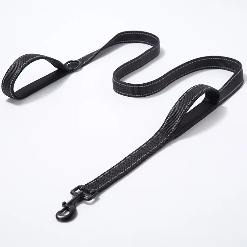 Reflective Dog Leash 2 Handles by Padded Traffic Handle for Extra Control Perfect for Medium to Large Dog Products