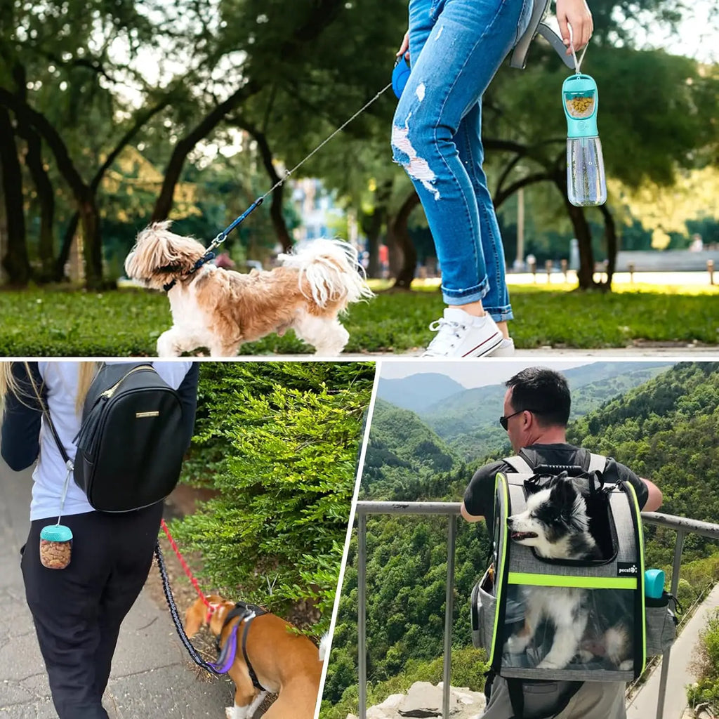 Dog Water Bottle Portable Travel Dog Water Dispenser with Food Container Puppy Drinking Bowl for Outdoor Dog Walking Hiking