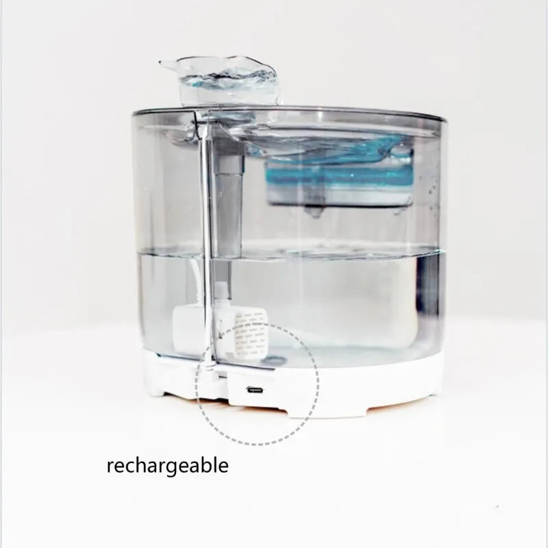 2026 OEM 2.2L Automatic Cat Water Fountain Battery Smart Pet Water Dispenser Cat Drinking Feeder Transparent Pet Water Fountain