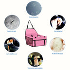 Folding Dog Car Seat Travel Booster Seat Safety Belt Washable Breathable Double-Sided Cushion Storage Pocket Summer Pet