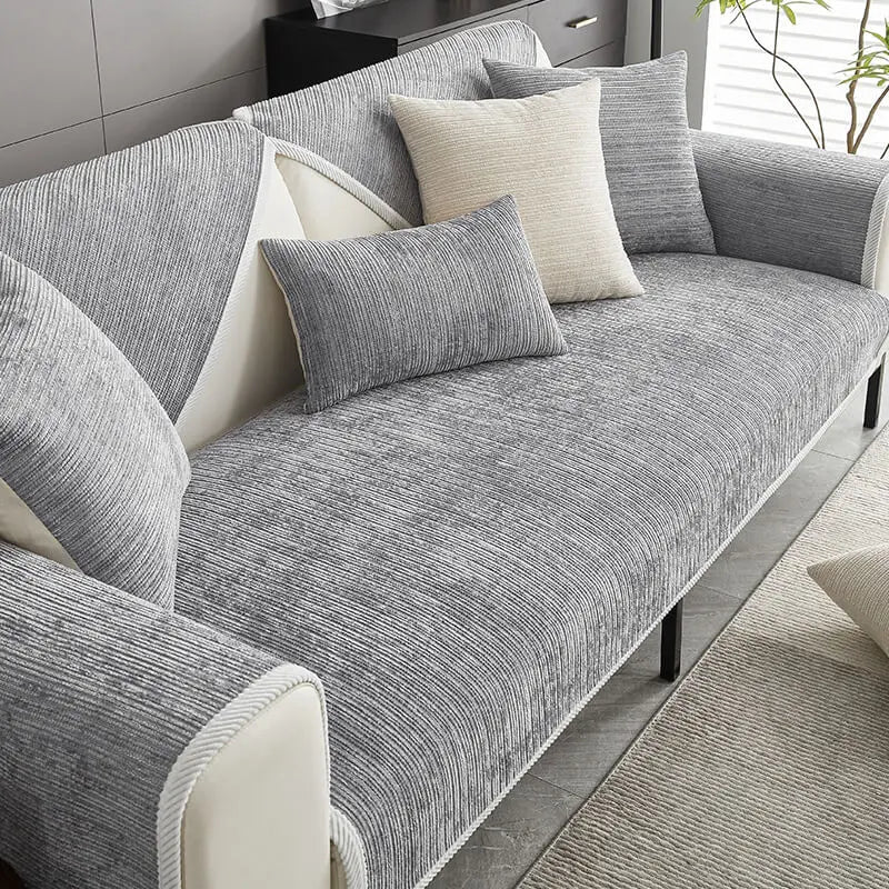Anti-scratch Cat Sofa Cover Simple Striped Chenille Furniture Protector Couch Cover Machine Washable Cat Bed Mat Cat Products