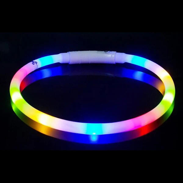 Adjustable LED Glowing Dog Collar Rechargeable Anti-Lost Night Light Harness Luminous Nylon Dog Supplies with Flashing Feature