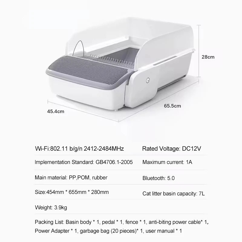 7L APP Control Smart Cat Litter Box Automatic Semi-closed Self-cleaning Litter Box Pet Cat Toilet for Cat Products