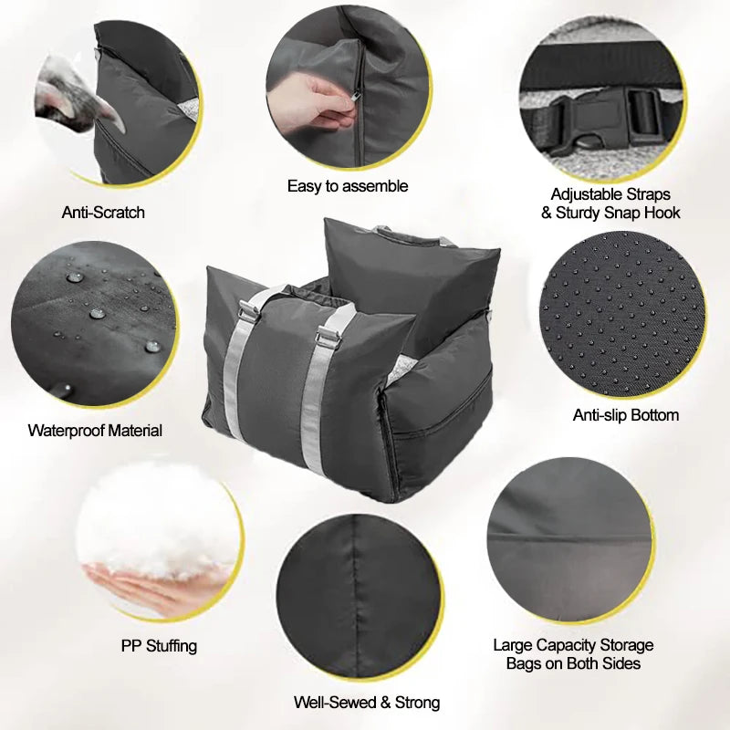 Waterproof Eco-Friendly Modern Dog Car Seat Travel Dog Bed Nest for Small Medium Dogs Puppy Detachable and Washable Pet Supplies