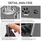 Raised Pet Bowl Stainless Steel Double Bowls Stand Non-Slip No Spill Dog Smart Height Adjusts Cervical Protectionto Large Dogs