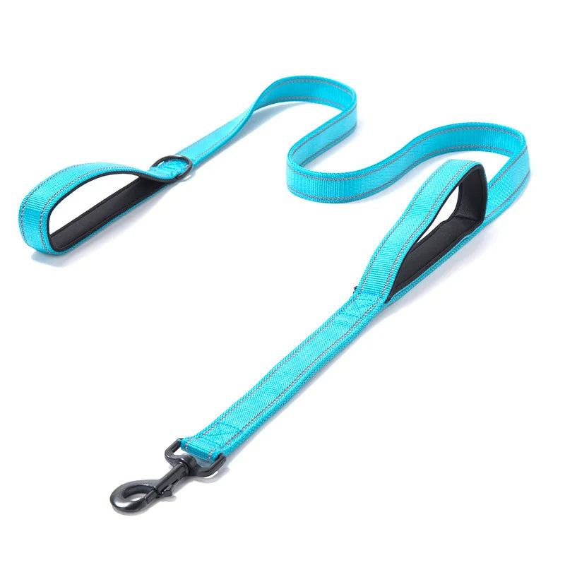 Reflective Dog Leash 2 Handles by Padded Traffic Handle for Extra Control Perfect for Medium to Large Dog Products