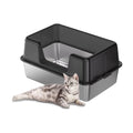 Custom Semi-Enclosed Stainless Steel Cat Litter Box Large Cat Toilet for Large Cats Easy Clean Metal Litter Pan Anti-Leakage